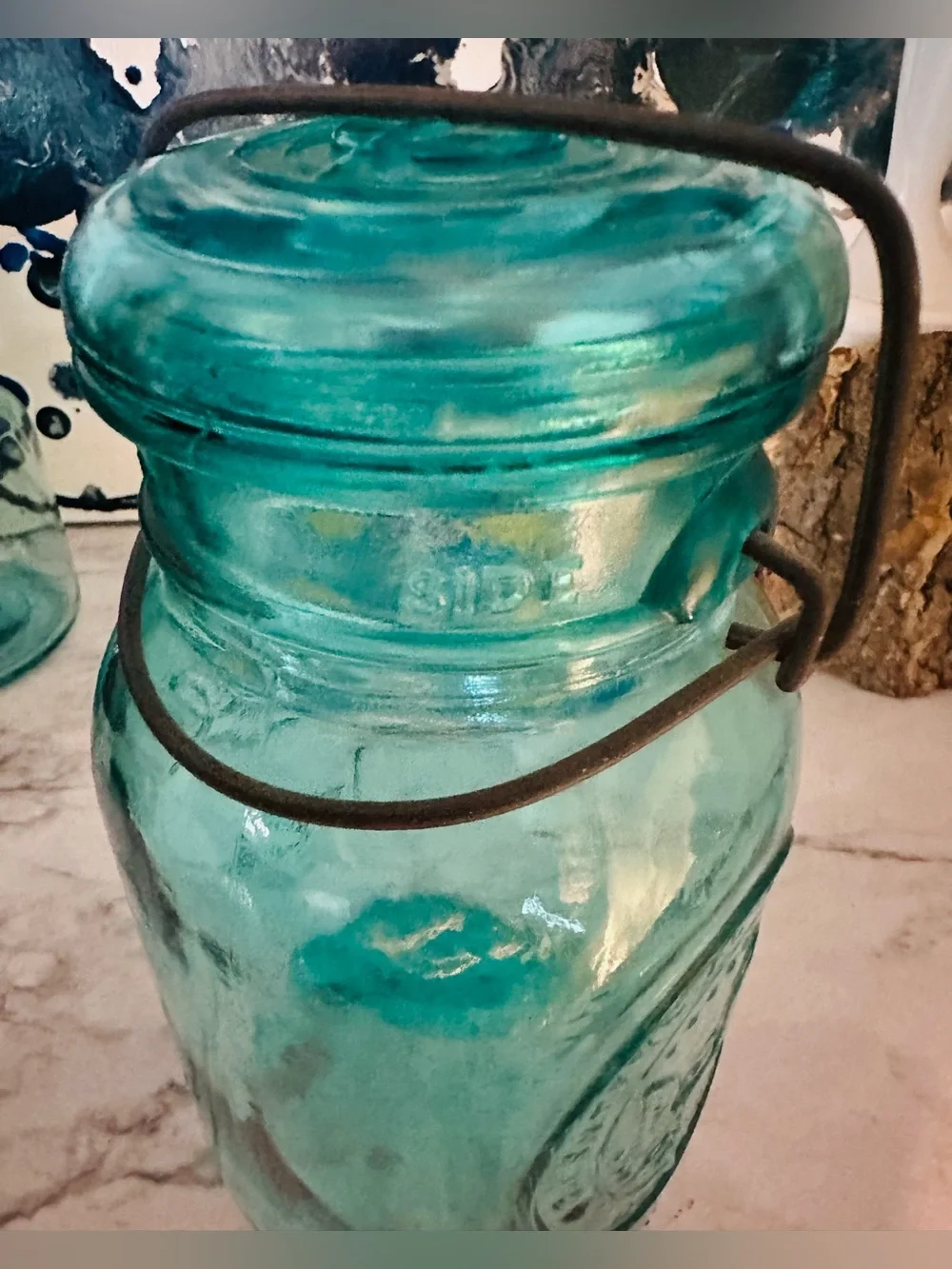 Vintage Ball Ideal Blue Mason Bicentennial Quart Jar 1776-1976 Eagle Wire Ball